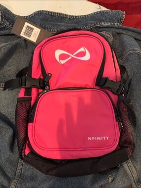 NFINITY Bright Pink Backpack with White Logo NWT